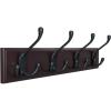imageSONGMICS Wall Mounted Coat Rack Hook Rack with 4 TriHooks for Clothes Keys Hats Purses in The Entryway Bathroom Closet Room Dark Brown ULHR30ZDark Brown