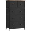 imageSONGMICS10 Drawers Wide Dresser 10 Drawers 10Drawer Dresser Storage Tower Metal Frame Wooden Top and Front Fabric Drawers 10 Drawers Brown and Black ULGS145B01Black  Rustic Brown