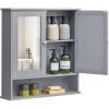 imageVASAGLE Bathroom Cabinet with Mirror Wall Cabinet with 2 Mirrored Doors Adjustable Shelf Open Compartment WallMounted 51 x 222 x 23 Inches Sage Green ULHC002C02Dove Gray