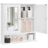 imageVASAGLE Bathroom Cabinet with Mirror Wall Cabinet with 2 Mirrored Doors Adjustable Shelf Open Compartment WallMounted 51 x 222 x 23 Inches Sage Green ULHC002C02White