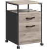imageVASAGLE File Cabinet Mobile Filing Cabinet with Wheels 2 Lockable Drawers Open Shelf for A4 Letter Size Hanging File Folders Ink Black UOFC077B16Heather Greige  Ink Black