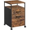 imageVASAGLE File Cabinet Mobile Filing Cabinet with Wheels 2 Lockable Drawers Open Shelf for A4 Letter Size Hanging File Folders Ink Black UOFC077B16Rustic Brown  Ink Black