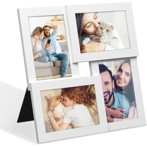 imageSONGMICS 4x6 Collage Picture Frames Family Photo Collage Frame Set of 4 for Wall Decor Glass Front Wall Hanging or Tabletop Ink Black URPF25BKCloud White