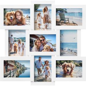 imageSONGMICS 4x6 Collage Picture Frames for Wall Decor 9 Pack Family Photo Collage Frame Set for Gallery Glass Front Assembly Required Ink Black URPF029B01Cloud White