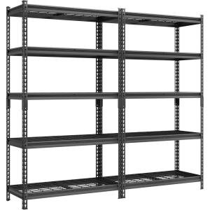 imageSONGMICS 5Tier Storage Shelves HeavyDuty Garage Shelving Adjustable Shelving Unit Steel Shelf Boltless Assembly for Garage 2200 lb Load 24 x 48 x 72 Inches Ink Black UGLR454B0118D x 72W x 72H