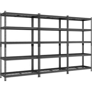 imageSONGMICS 5Tier Storage Shelves HeavyDuty Garage Shelving Adjustable Shelving Unit Steel Shelf Boltless Assembly for Garage 2200 lb Load 24 x 48 x 72 Inches Ink Black UGLR454B0118D x 108W x 72H