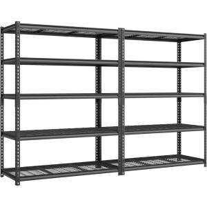 imageSONGMICS 5Tier Storage Shelves HeavyDuty Garage Shelving Adjustable Shelving Unit Steel Shelf Boltless Assembly for Garage 2200 lb Load 24 x 48 x 72 Inches Ink Black UGLR454B0124D x 96W x 72H
