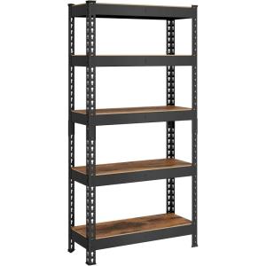imageSONGMICS 5Tier Storage Shelves Load 2310 lb Garage Storage Boltless Assembly Adjustable Shelving Unit 118 x 295 x 591 Inches for Study Shed Basement Black and Rustic Brown UGLR300B11Black  Rustic Brown