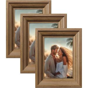 imageSONGMICS 5x7 Picture Frames with 6 Mats for Wall Set of 3 Collage Photo Frames for 5x7 4x6 35x5 Pictures Hanging or Table Display Glass Front 5 NonTrace Nails Teak Brown URPF045K01Teak Brown