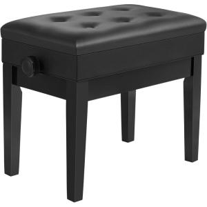 imageSONGMICS Adjustable Wooden Piano Bench Stool with Sheet Music Storage Black ULPB57H