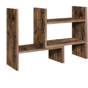 imageSONGMICS Bamboo File Organizer Paper Sorter with 5 Adjustable Shelves Top Storage Compartments Natural UOFS44YDesktop Organizer