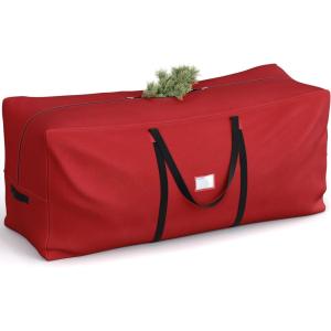 imageSONGMICS Christmas Tree Storage Bag Holiday Tree Storage Container up to 75 ft Tree Holder Bag WearResistant 600D Oxford Fabric Lightweight Thick Handles Green URXS003G03Red