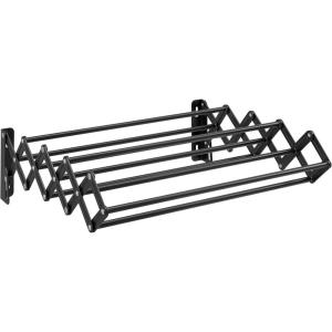 imageSONGMICS Clothes Drying Rack WallMounted Drying Rack Clothing Small Accordion Laundry Rack 9 Staggered Hanging Rods Expandable and Retractable Cloud White ULLR802W01Ink Black