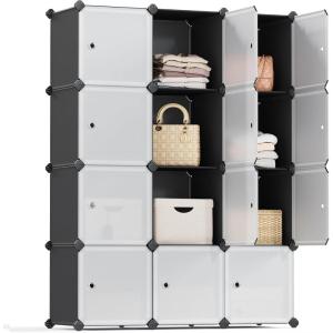 imageSONGMICS Cube Storage Organizer 12Cube Closet Storage Shelves Modular Bookcase Black ULPC34HV1Black  White