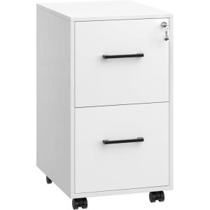 imageSONGMICS File Cabinet PreAssembled Except Wheels and Handles Office Filing Cabinet with Lock for A4 Legal Letter Sized Documents 177 x 144 x 236 Inches Rustic Brown and Black UOFC110B01V1Matte White  Black