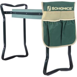 imageSONGMICS Garden Kneeler and Seat Multifunctional Garden Kneeling Bench Gardening Gifts for Women Men Folding Gardening Stool with 1 Tool Bag 6Inch Wide Kneeling Pad Dark Green UGGK49LGreen