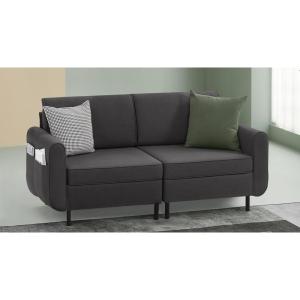 imageSONGMICS HOME Modular Sectional Loveseat Sofa Convertible 2Seat Straight Line Couch Deep Seat Sectional Couches for Living Room Slate Gray ULCS060G01Slate Gray