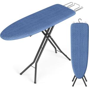 imageSONGMICS Ironing Board Foldable Iron Board Height Adjustable up to 35 Inches with 4 Layered Cover and Pad Iron Rest Hook Steel XLegs for Home Laundry Room Dorm Dove Gray ULLB001G01Midnight Blue