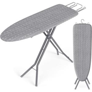 imageSONGMICS Ironing Board Foldable Iron Board Height Adjustable up to 35 Inches with 4 Layered Cover and Pad Iron Rest Hook Steel XLegs for Home Laundry Room Dorm Dove Gray ULLB001G01Dove Gray