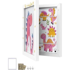 imageSONGMICS Kids Artwork Frame Changeable A4 85x11 Art Picture Frame Display for Room Decor Each Storage up to 150 Drawings with Mat Stickers NonTrace Nails MDF Glass Matte White URPF052W01Matte White