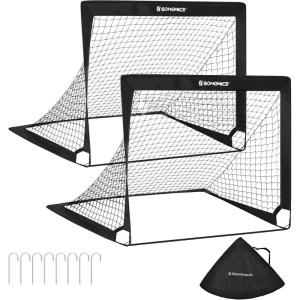 imageSONGMICS Kids Soccer Goals for Backyard 4x3 ft Portable Soccer Nets Training Equipment Toddler Soccer Goal with Carrying Bag for FieldBlack