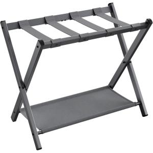 imageSONGMICS Luggage Racks for Guest Room Set of 2 Suitcase Stand with Storage Shelf Steel Frame Foldable for Easy Storage Hotel Bedroom Black URLR003B02Slate Gray