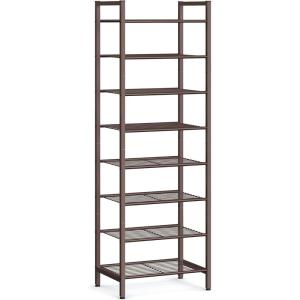 imageSONGMICS Narrow Shoe Rack  Sturdy 8 Tier Metal Tall Shoe Rack Shelf Slim Shoe Storage Organizer for Closet Entryway Small Spaces BronzeBronze