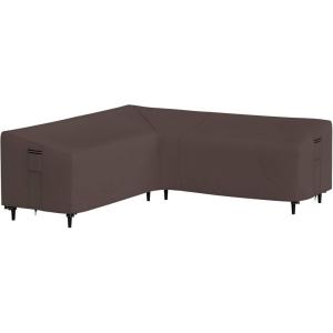 imageSONGMICS Outdoor Sectional Cover LShaped Sofa Cover Waterproof Outdoor Furniture Cover 102 x 35 x 31236 Inches Brown UGSC226R01