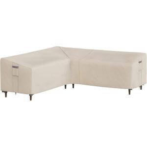 imageSONGMICS Outdoor Sectional Cover LShaped Sofa Cover Waterproof Outdoor Furniture Cover 102quot L x 102quot L x 35quot W x 31236quot H Beige UGSC226BE