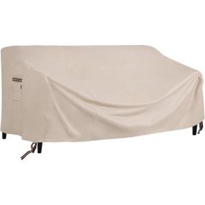 imageSONGMICS Patio Sofa Cover 600D 3Seater Sofa Protective Cover for Outdoor Garden Furniture Waterproof and AntiFade 78 x 38 x 30 Inches Beige UGSC198EC