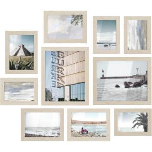 imageSONGMICS Picture Frames Collage Picture Frames Set of 10 Two 8x10 Four 5x7 Four 4x6 Photo Frame for Wall Gallery Decor Table Display Glass Rustic Brown URPF010X01Natural Beige