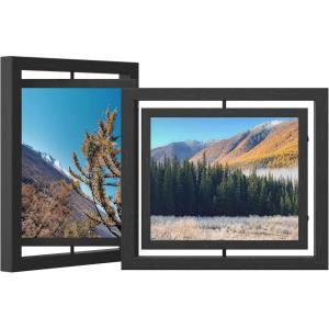 imageSONGMICS Picture Frames Set of 7 Pieces One 11 x 14 Inches Two 8 x 10 Inches Four 6 x 8 Inches with White Mat Real Glass for Multiple Photos Black URPF37BK8 x 10