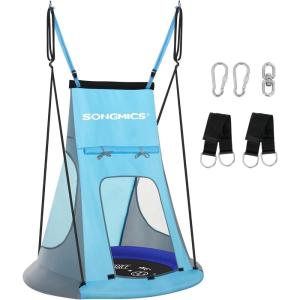 imageSONGMICS Saucer Tree Swing Tent 40 Inch 700 lb Load Textilene Fabric Includes Hanging Kit for Kids Outdoor Indoor Detachable Heavy Duty Safe Durable Easy Install Blue UGSW002Q01