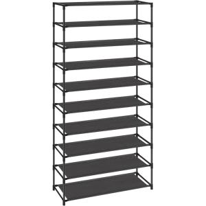 imageSONGMICS Shoe Rack 10 Tier Storage Organizer for up to 40 Pairs of Shoes and Boots Metal Frame and NonWoven Fabric Shelves Stackable for Entryway Bedroom Black ULSR210B02