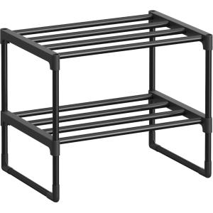 imageSONGMICS Shoe Rack 10Tier Shoe Organizer Metal Storage Shelf Upright or Upside Down for 1122 Pairs for Entryway 118 x 177 x 685 Inches Black ULSA25BKBlack
