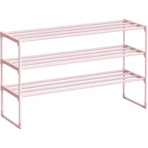 imageSONGMICS Shoe Rack 10Tier Shoe Organizer Metal Storage Shelf Upright or Upside Down for 1122 Pairs for Entryway 118 x 177 x 685 Inches Black ULSA25BKJelly Pink