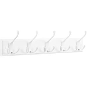 imageSONGMICS Wall Mounted Coat Rack Hook Rack with 4 TriHooks for Clothes Keys Hats Purses in The Entryway Bathroom Closet Room Dark Brown ULHR30ZCloud White