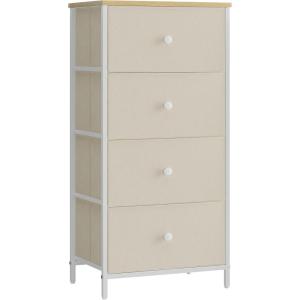 imageSONGMICS10 Drawers Wide Dresser 10 Drawers 10Drawer Dresser Storage Tower Metal Frame Wooden Top and Front Fabric Drawers 10 Drawers Brown and Black ULGS145B01Camel Yellow  Cream White