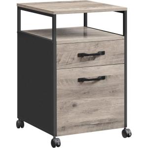 imageVASAGLE File Cabinet Mobile Filing Cabinet with Wheels 2 Lockable Drawers Open Shelf for A4 Letter Size Hanging File Folders Ink Black UOFC077B16Heather Greige  Ink Black