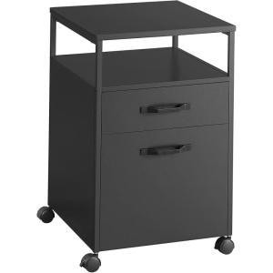 imageVASAGLE File Cabinet Mobile Filing Cabinet with Wheels 2 Lockable Drawers Open Shelf for A4 Letter Size Hanging File Folders Ink Black UOFC077B16Ink Black