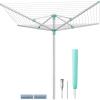 imageSONGMICS Umbrella Drying Rack Retractable Outdoor Drying Rack Height Adjustable 197 ft Long Clothesline Holds 6 Laundry Loads for Garden with Ground Spike Cover Silver and Green ULLR302E01713D x 713W x 524764H