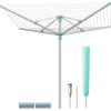 imageSONGMICS Umbrella Drying Rack Retractable Outdoor Drying Rack Height Adjustable 197 ft Long Clothesline Holds 6 Laundry Loads for Garden with Ground Spike Cover Silver and Green ULLR302E01669D x 669W x 47672H
