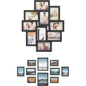 imageSONGMICS Picture Frames Bundle Set of 10 4 x 6 Collage Picture Frames with 10 Picture Frames of Different Sizes Black and Black URPF20BK and URPF10B