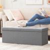 imageSONGMICS MAZIE Collection  43 Inches Storage Ottoman Foldable Storage Bench with Flipping Lid 660 lb Load Capacity for Entryway Living Room Bedroom Dark Gray ULSF76GYZAsh Gray