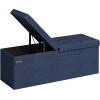 imageSONGMICS MAZIE Collection  43 Inches Storage Ottoman Foldable Storage Bench with Flipping Lid 660 lb Load Capacity for Entryway Living Room Bedroom Dark Gray ULSF76GYZMidnight Blue