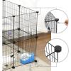 imageSONGMICS Pet Playpen Small Animal Playpen Rabbit Guinea Pig Cage Zip Ties Included Metal Wire ApartmentStyle TwoStory Pet Premium Villa for Bunnies Puppies Indoor Use Black ULPI02HBlack