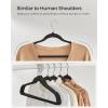 imageSONGMICS RubberCoated Plastic Hangers  50 Pack SpaceSaving Slim NonSlip Coat Hangers with 360 Degree Swivel Hooks and Shoulder Notches BlackBlack
