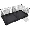 imageSONGMICS Guinea Pig Cages Metal Grid Small Animal Playpen with Waterproof Washable Liner 2 Separate Spaces for Rabbits Ferrets Bunnies Hedgehogs484 x 248 x 181 Inches Black ULPI07H