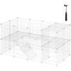 imageSONGMICS Pet Playpen Small Animal Playpen Rabbit Guinea Pig Cage Zip Ties Included Metal Wire ApartmentStyle TwoStory Pet Premium Villa for Bunnies Puppies Indoor Use Black ULPI02HWhite