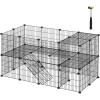 imageSONGMICS Pet Playpen Small Animal Playpen Rabbit Guinea Pig Cage Zip Ties Included Metal Wire ApartmentStyle TwoStory Pet Premium Villa for Bunnies Puppies Indoor Use Black ULPI02HBlack